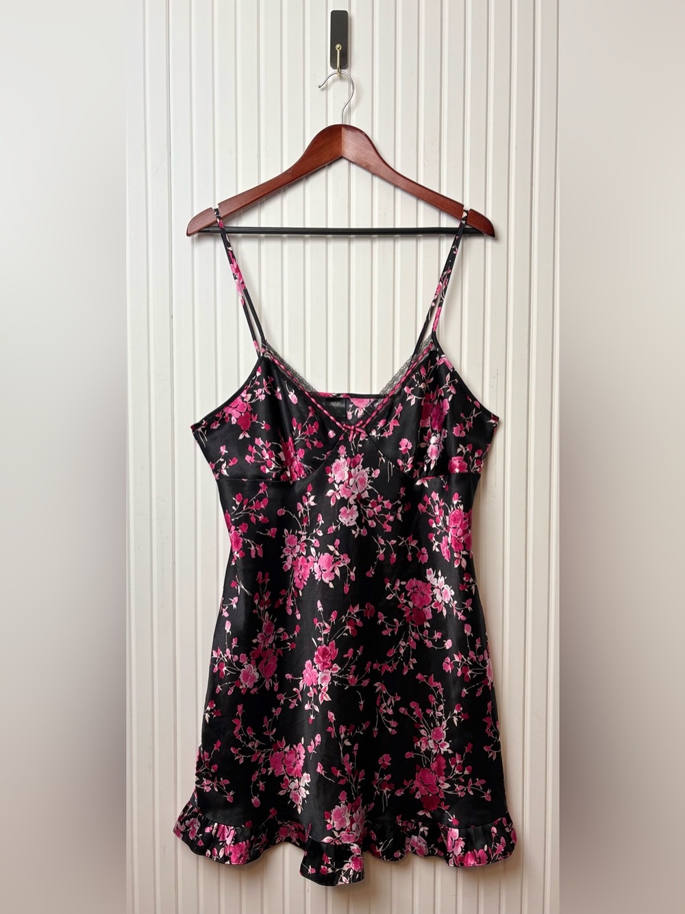 Apt9 Babydoll Satin Floral Slip Dress XL Lace Whimsigoth Fairy Dark Romantic